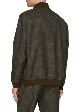Back View - Click To Enlarge - BARENA - Varsity Chequered Zip Up Wool Jacket