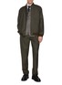 Figure View - Click To Enlarge - BARENA - Varsity Chequered Zip Up Wool Jacket