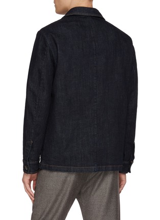 Back View - Click To Enlarge - BARENA - Dark Wash Denim Overshirt Jacket