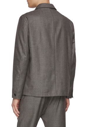 Back View - Click To Enlarge - BARENA - Pinpoint Flannel Wool Overshirt