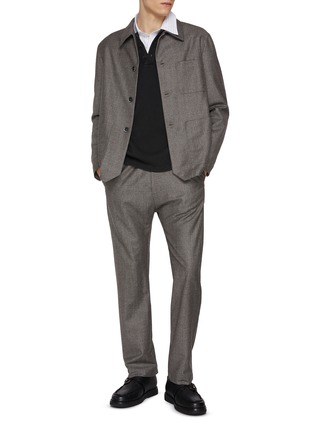 Figure View - Click To Enlarge - BARENA - Pinpoint Flannel Wool Overshirt