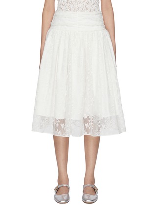 Main View - Click To Enlarge - ATELIER EDITION - Shirred Lace Midi Skirt