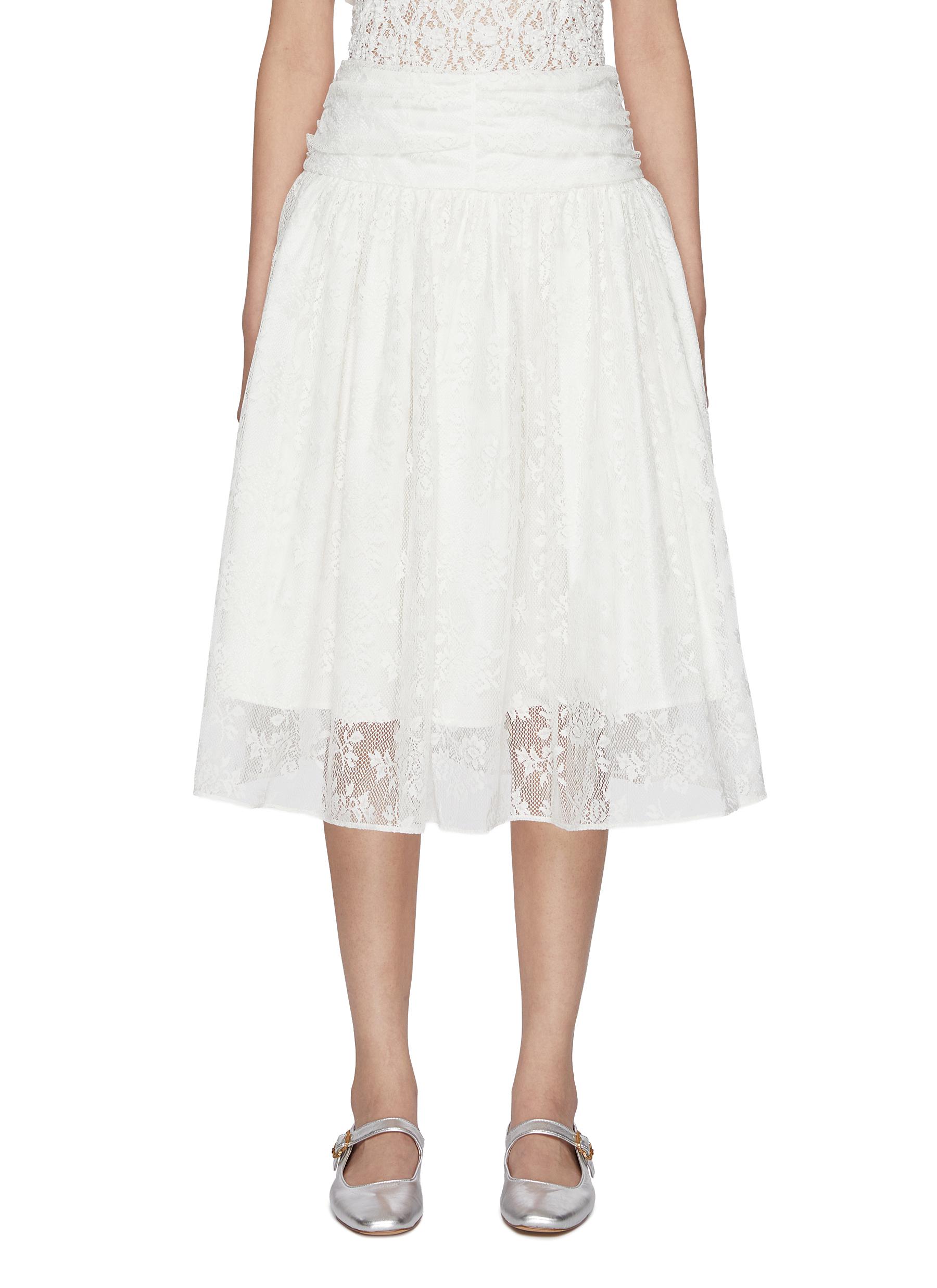 n.k atelier millefeuille lace skirt スカート ATELIER EDITION | Shirred Lace Midi Skirt | Women | Lane
