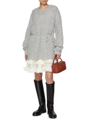 Figure View - Click To Enlarge - ATELIER EDITION - Scotch Tie Waist Knit Sweater