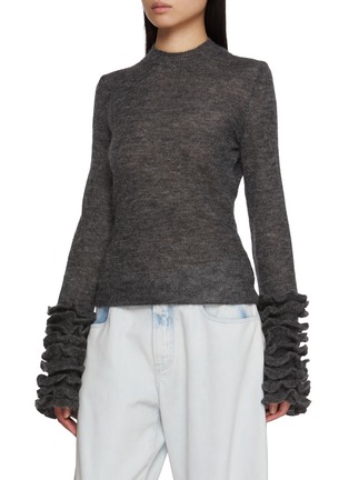 Front View - Click To Enlarge - ALAÏA - Frilled Cuff Knit Sweater