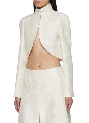 Front View - Click To Enlarge - ALAÏA - Open Front Cropped Silk Jacket