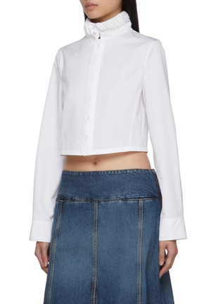 Front View - Click To Enlarge - ALAÏA - Victorian Trimmed Cotton Shirt