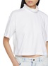  - ALAÏA - Textured Neck Cropped Cotton T-Shirt