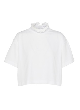 Main View - Click To Enlarge - ALAÏA - Textured Neck Cropped Cotton T-Shirt