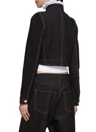 Back View - Click To Enlarge - ALAÏA - Open Front Cropped Denim Jacket