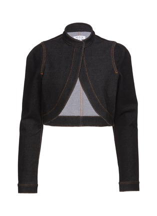 Main View - Click To Enlarge - ALAÏA - Open Front Cropped Denim Jacket