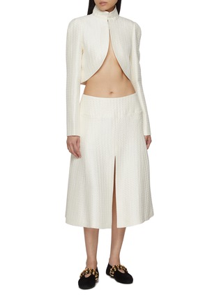 Figure View - Click To Enlarge - ALAÏA - Front Slit Silk Skirt