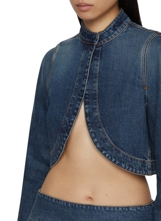  - ALAÏA - Open Front Cropped Dark Wash Denim Jacket