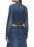 Back View - Click To Enlarge - ALAÏA - Open Front Cropped Dark Wash Denim Jacket