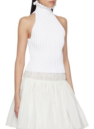 Front View - Click To Enlarge - ALAÏA - Frilled Collar Halter Neck Top