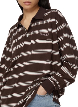  - DUNST - Striped Long Sleeve Cotton Polo Shirt