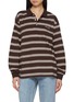 Main View - Click To Enlarge - DUNST - Striped Long Sleeve Cotton Polo Shirt