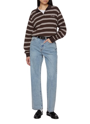 Figure View - Click To Enlarge - DUNST - Striped Long Sleeve Cotton Polo Shirt
