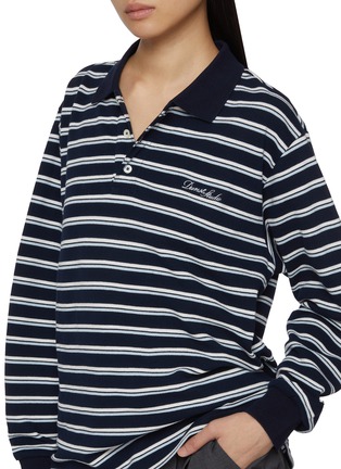  - DUNST - Striped Long Sleeve Cotton Polo Shirt