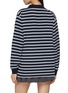 Back View - Click To Enlarge - DUNST - Striped Long Sleeve Cotton Polo Shirt