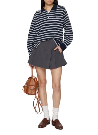 Figure View - Click To Enlarge - DUNST - Striped Long Sleeve Cotton Polo Shirt