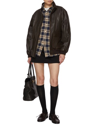 Figure View - Click To Enlarge - DUNST - Stand Collar Leather Blouson Jacket