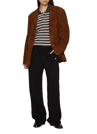 Figure View - Click To Enlarge - DUNST - Striped Long Sleeve Cotton Polo Shirt