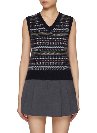 Main View - Click To Enlarge - DUNST - Patterned V-Neck Knit Vest