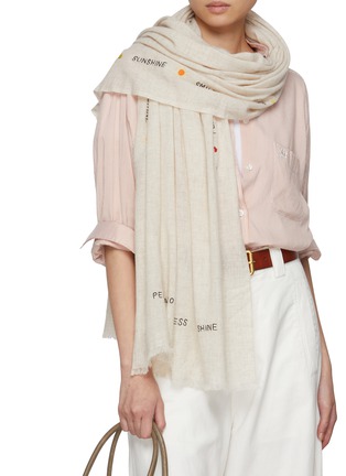 Figure View - Click To Enlarge - CITRUS - Love Smile Happines Wool Blend Scarf
