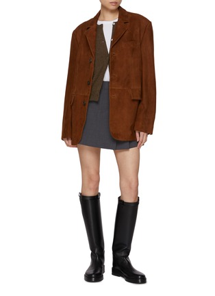 Figure View - Click To Enlarge - TONYWACK - Suede Leather Tailored Jacket