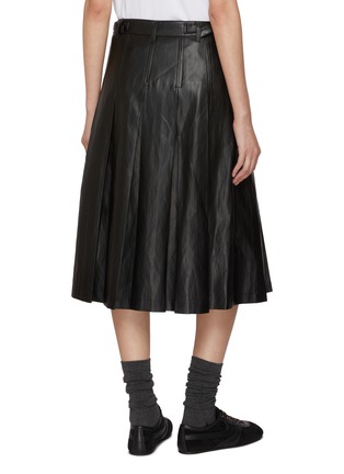 Back View - Click To Enlarge - TONYWACK - Pleated Faux Leather Midi Skirt