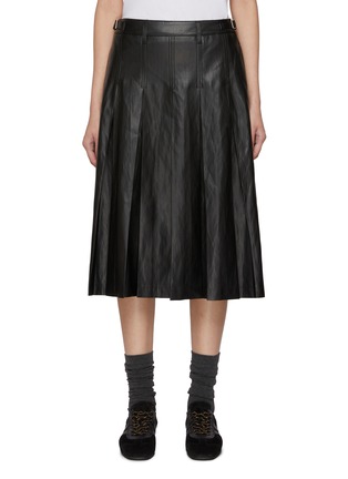 Main View - Click To Enlarge - TONYWACK - Pleated Faux Leather Midi Skirt