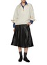 Figure View - Click To Enlarge - TONYWACK - Pleated Faux Leather Midi Skirt