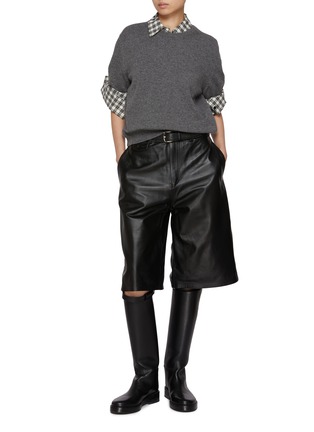 Figure View - Click To Enlarge - TONYWACK - Leather Bermuda Shorts
