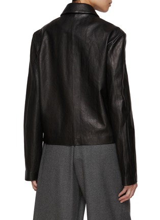 Back View - Click To Enlarge - TONYWACK - Single Breasted Leather Cropped Jacket