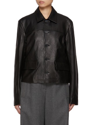 Main View - Click To Enlarge - TONYWACK - Single Breasted Leather Cropped Jacket