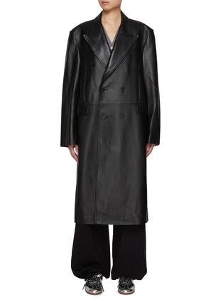 Main View - Click To Enlarge - TONYWACK - Double Breasted Leather Long Coat