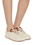 Figure View - Click To Enlarge - BOTTEGA VENETA - Flat Orbit Lace Up Suede Nappa Nylon Women's Sneaker
