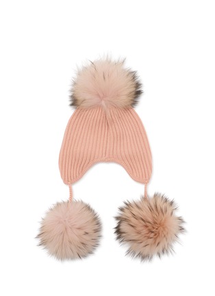 Main View - Click To Enlarge - INVERNI - Pom Pom Cashmere Knit Earflap Beanie