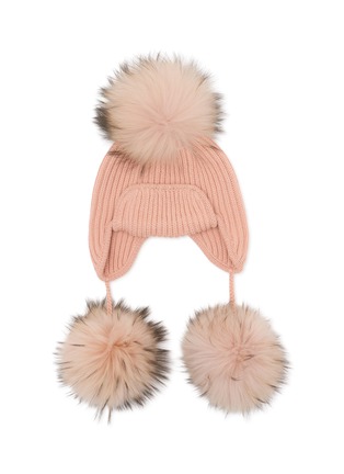 Figure View - Click To Enlarge - INVERNI - Pom Pom Cashmere Knit Earflap Beanie