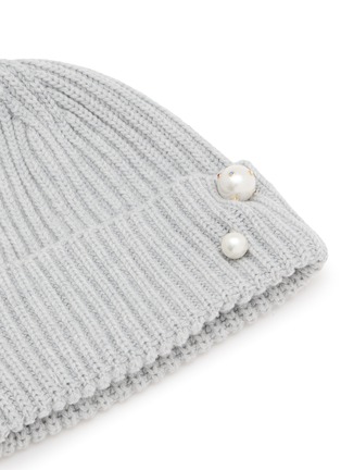 Detail View - Click To Enlarge - INVERNI - Faux Pearl Embellished Cashmere Knit Beanie
