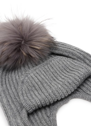 Detail View - Click To Enlarge - INVERNI - Pom Pom Cashmere Knit Earflap Beanie
