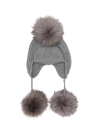 Main View - Click To Enlarge - INVERNI - Pom Pom Cashmere Knit Earflap Beanie