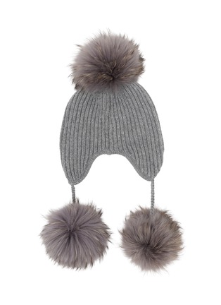 Figure View - Click To Enlarge - INVERNI - Pom Pom Cashmere Knit Earflap Beanie