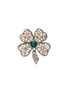 LANE CRAWFORD VINTAGE ACCESSORIES 1940's Silver Toned Clover Crystal Brooch