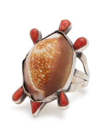 Detail View - Click To Enlarge - LANE CRAWFORD VINTAGE ACCESSORIES - 1940's Silver Toned Shell Turtle Rings