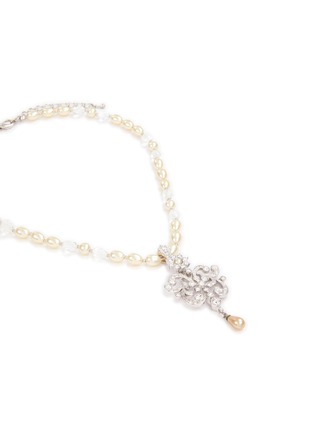Detail View - Click To Enlarge - LANE CRAWFORD VINTAGE ACCESSORIES - Silver Toned Pearl Crystal Necklace