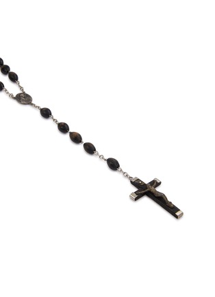 Detail View - Click To Enlarge - LANE CRAWFORD VINTAGE ACCESSORIES - 1950's Silver Toned Rosewood Rosary Necklace
