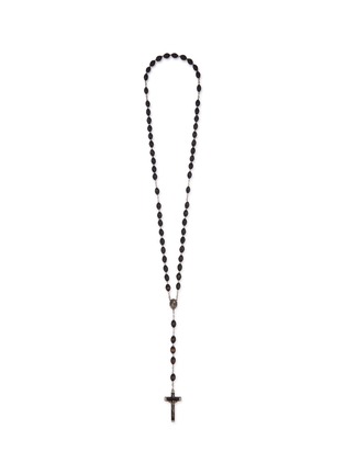 Main View - Click To Enlarge - LANE CRAWFORD VINTAGE ACCESSORIES - 1950's Silver Toned Rosewood Rosary Necklace