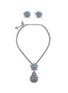 LANE CRAWFORD VINTAGE ACCESSORIES 1950's SIlver Toned Crystal Turquoise Neaklace Earrings Set